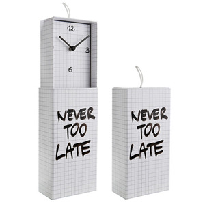 CLOCK IN A BOX-NEVER TOO LATE
